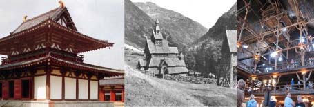 a buddhist temple in china, a stavekirke in norway, and the old faithful inn lobby