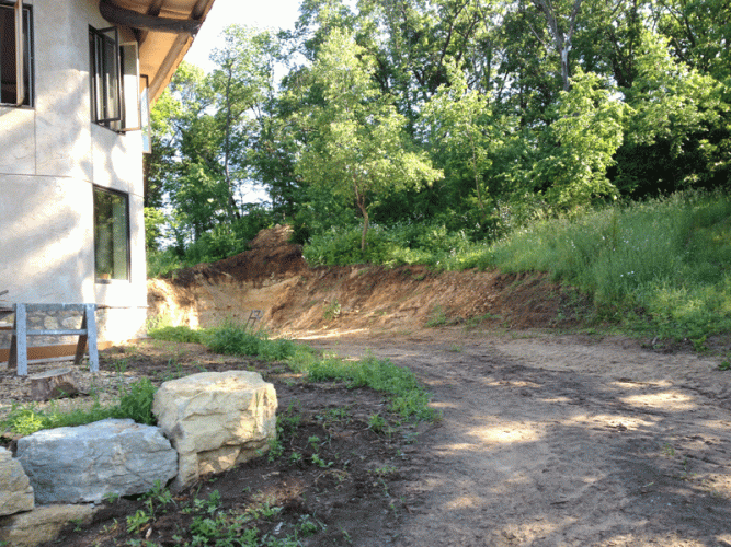 When this hole in the hill is a functioning root cellar, then the rest of the seeding will be done.
