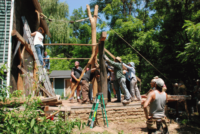Soon the second bent was hoisted into place.