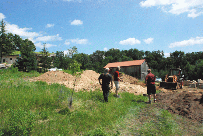 Doug worked out the details with Bruce Lease, our excavator and Tom Walczak of Landscape Construction, Dodgeville WI, who set the stone.